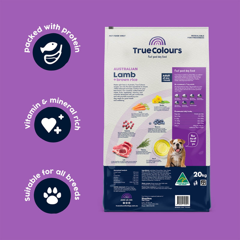 True Colours – Adult Dog – Australian Lamb + Brown Rice