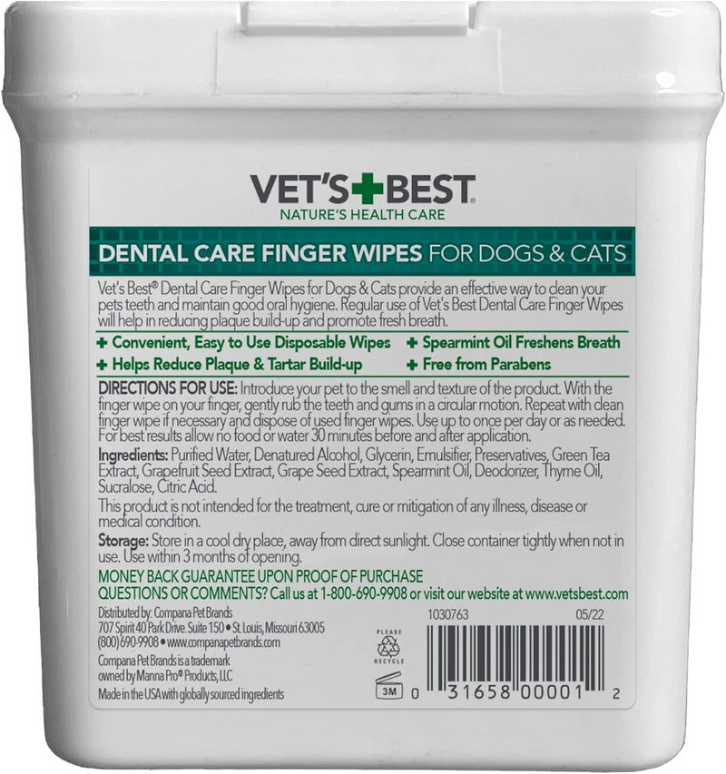 Vets Best Dental Care Finger Wipes