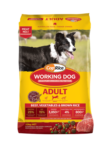 Pet Grove CopRice Working Dog Adult Beef Pet Grove Active dog food Australian Australian made beef coprice dog food dry dog food Premium dog food working dog food