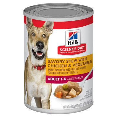 Pet Grove Hill’s Science Diet Wet Food Tins Adult Dog Savory Stew Chicken & Veg Pet Grove 