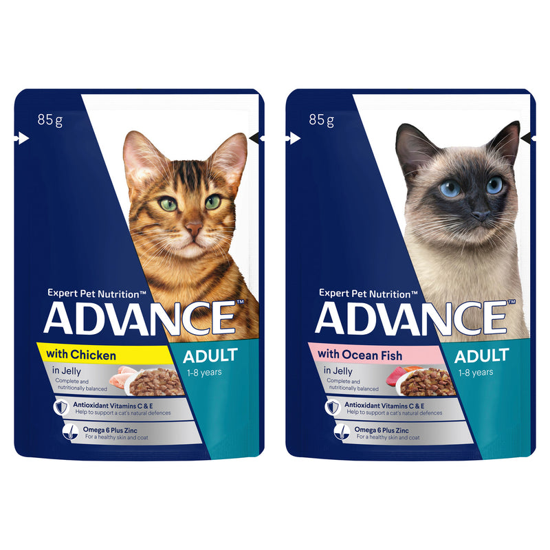 Pet Grove Advance Wet Food Adult Cat Multi Pack in Jelly Pet Grove Advance Advance cat food cat cat food cats Chicken in jelly jelly multi pack Ocean fish ocean fish in jelly wet cat food wet food