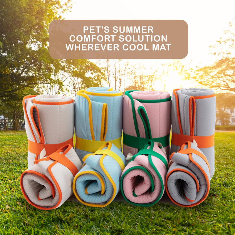 Pet Dog Cooling Mat Non-Slip Travel Roll Up Cool Pad Bed Outdoor