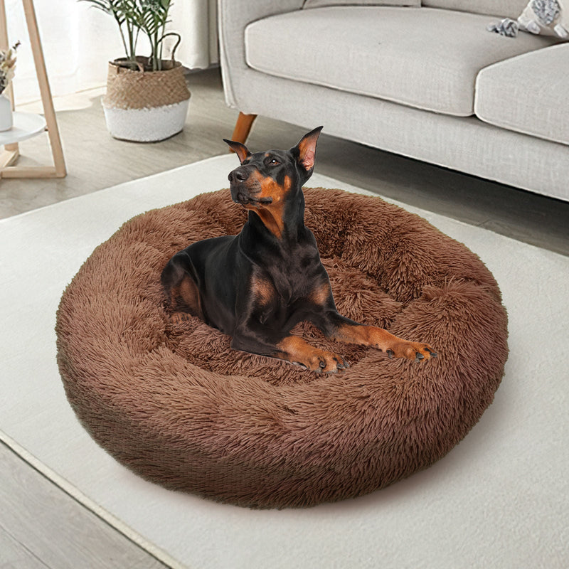 Comfy Nest Plush Round Dog Bed - Warm Comfortable Dog Bedding for Pets