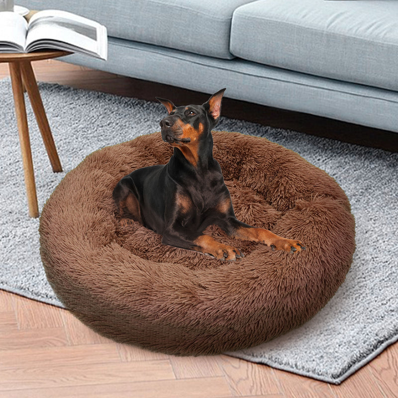 Comfy Nest Plush Round Dog Bed - Warm Comfortable Dog Bedding for Pets