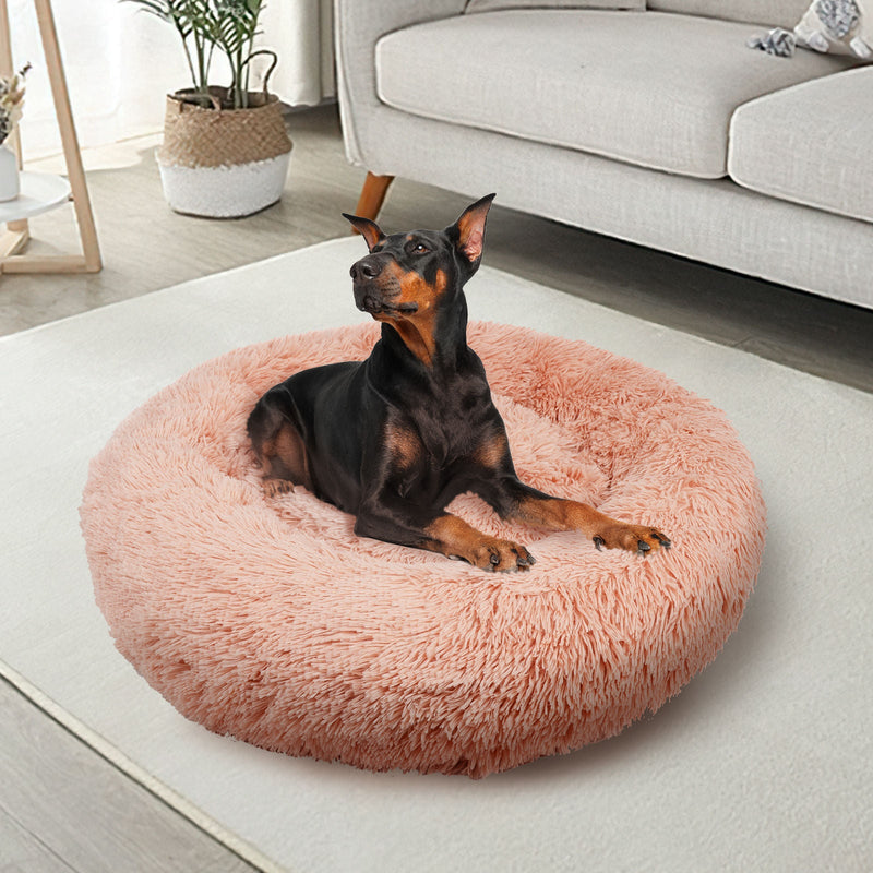 Comfy Nest Plush Round Dog Bed - Warm Comfortable Dog Bedding for Pets