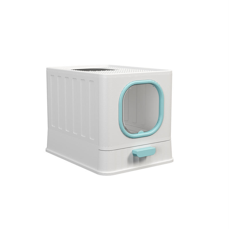 Plastic folding fully enclosed cat litter box blue 38 * 51 * 39CM