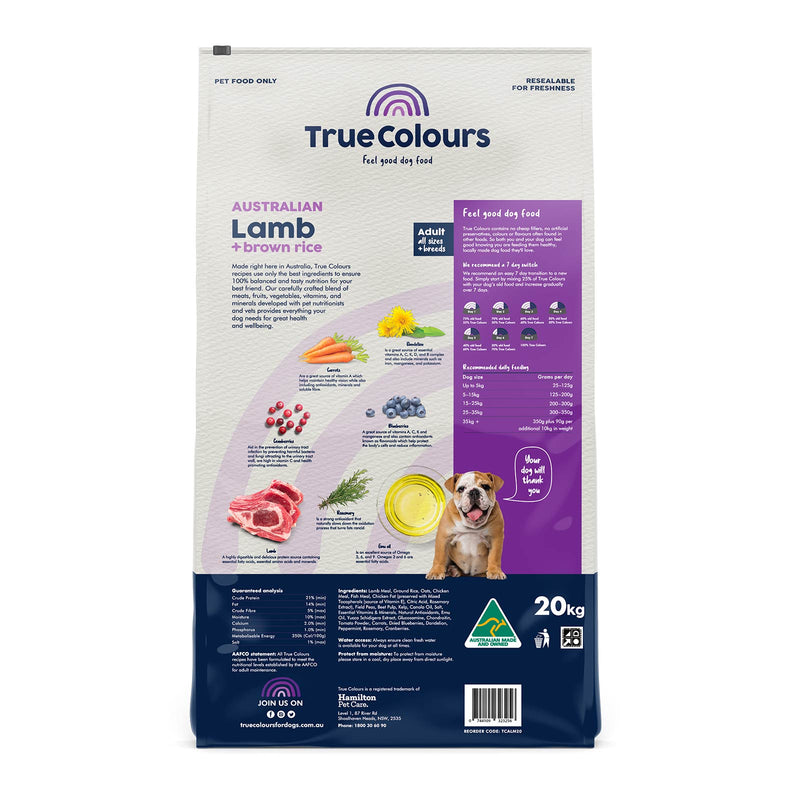 True Colours – Adult Dog – Australian Lamb + Brown Rice