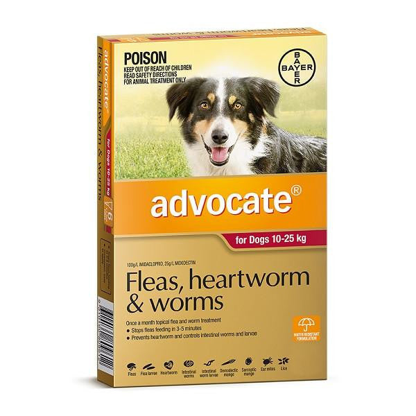 Pet Grove ADVOCATE Red Large Dogs 10kg to 25kg Pet Grove advocate Dog flea treatment dog heartworm flea heartworm worming